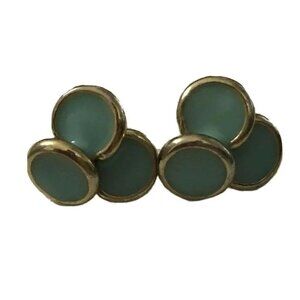 Geranium Earrings Studs Green Enamel Gold 3 Circles New No Tags